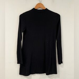 Lulus Long Sleeve High Neck Open Front Blouse Black M